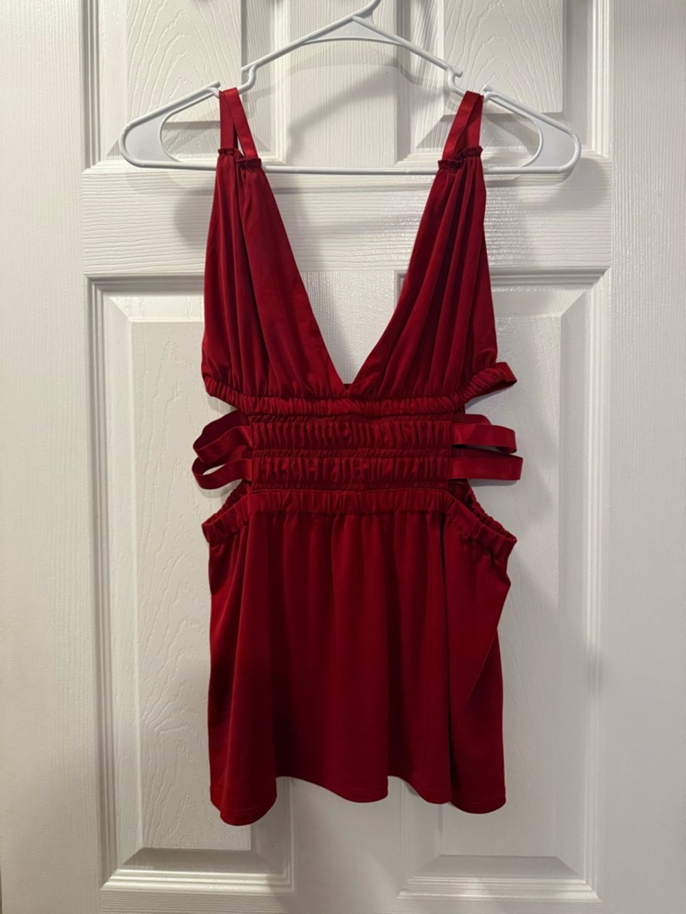Express Red Strappy Low-V-Neck Women’s Top - Size Small